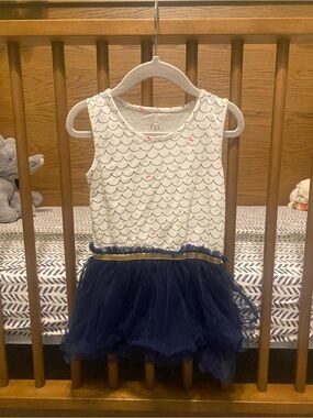 Egg Collective White Top Navy Tulle Skirt Girls Dress